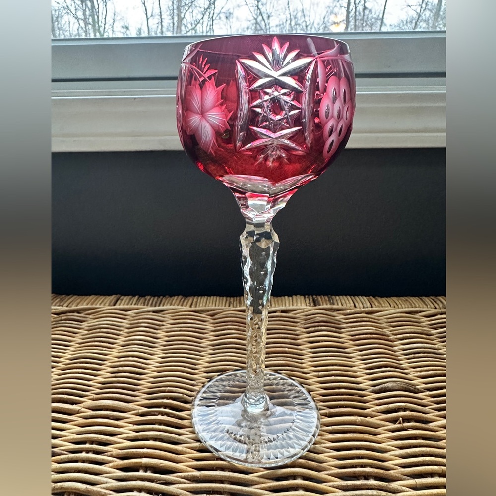 Ruby Cut Crystal Goblet - Home Art Decorative Glass